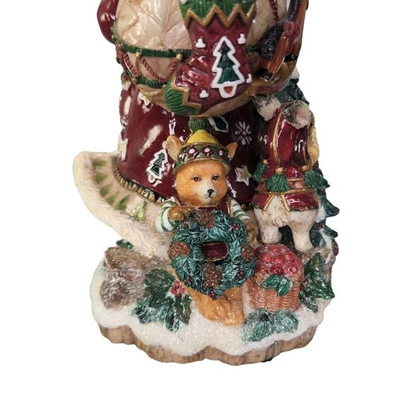 Fitz and Floyd Santa Claus Musical Figurine Christmas Lodge Woodland Animal READ - Picture 7 of 12